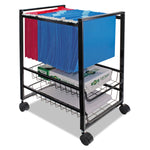 Mobile File Cart with Sliding Baskets, Metal, 2 Drawers, 1 Bin, 12.88" x 15" x 21.13", Black
