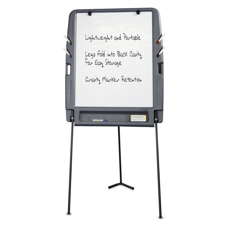 Ingenuity Portable Flipchart Easel with Dry Erase Surface, 35" x 30", White Surface, Charcoal Gray Polyethylene Frame