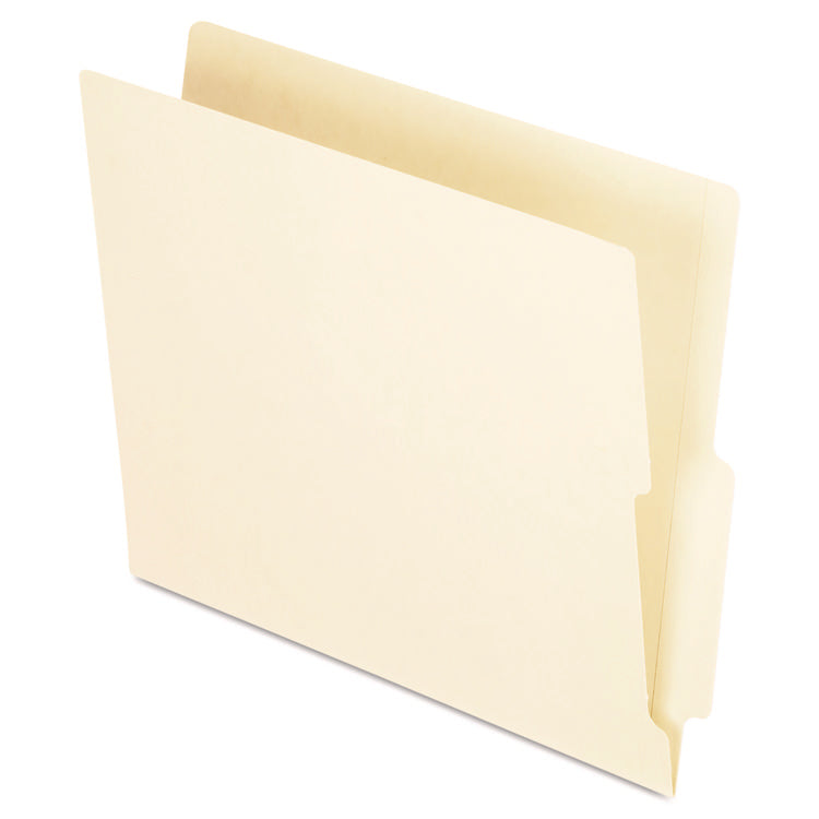 Manila End Tab Folders, 9.5" High Front, Straight 2-Ply Tabs, Letter Size, Manila, 100/Box
