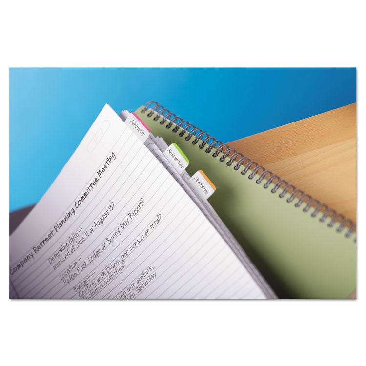 1" Lined Tabs, 1/5-Cut, Assorted Bright Colors, 1" Wide, 66/Pack