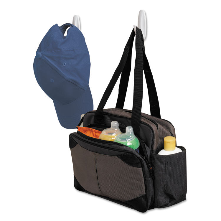 General Purpose Designer Hooks, Small/Medium, Plastic, White, 1lb and 3 lb Capacities, 4 Hooks and 4 Strips/Pack