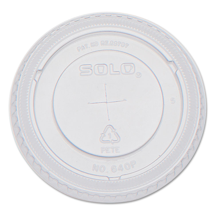 PETE Flat Straw-Slot Cold Cup Lids, Fits 12 oz Cold Cups, Plastic, Clear, 100/Pack, 25 Packs/Carton