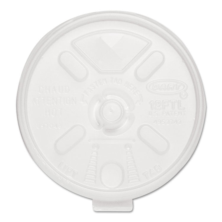 Lift n' Lock Plastic Hot Cup Lids, With Straw Slot, Fits 10 oz to 14 oz Hot Cups, Translucent, 100/Sleeve, 10 Sleeves/Carton