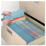 Four-Section Pressboard Top Tab Classification Folders, Four SafeSHIELD Fasteners, 1 Divider, Letter Size, Blue, 10/Box