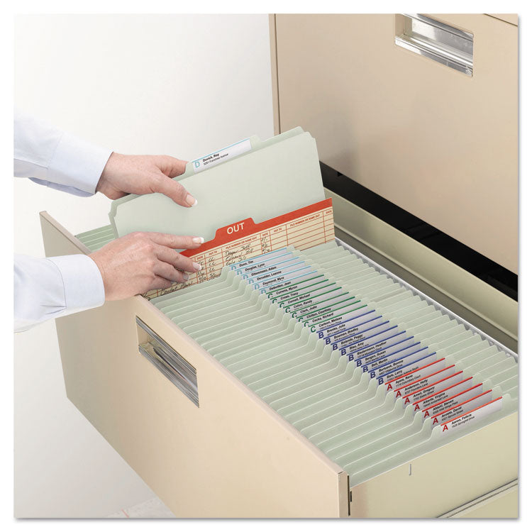 Pressboard Classification Folders, Four SafeSHIELD Fasteners, 2/5-Cut Tabs, 1 Divider, Legal Size, Gray-Green, 10/Box