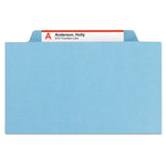 Six-Section Pressboard Top Tab Classification Folders, Six SafeSHIELD Fasteners, 2 Dividers, Letter Size, Blue, 10/Box