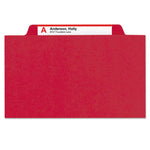 Six-Section Pressboard Top Tab Classification Folders, Six SafeSHIELD Fasteners, 2 Dividers, Legal Size, Bright Red, 10/Box