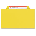 Four-Section Pressboard Top Tab Classification Folders, Four SafeSHIELD Fasteners, 1 Divider, Letter Size, Yellow, 10/Box