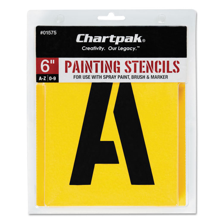 Professional Lettering Stencils, Painting Stencil Set, A-Z Set/0-9, 6", Manila, 35/set