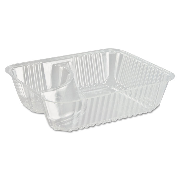 ClearPac Small Nacho Tray, 2 Compartments, 5 x 6 x 1.5, Clear, Plastic, 125/Bag, 4 Bags/Carton
