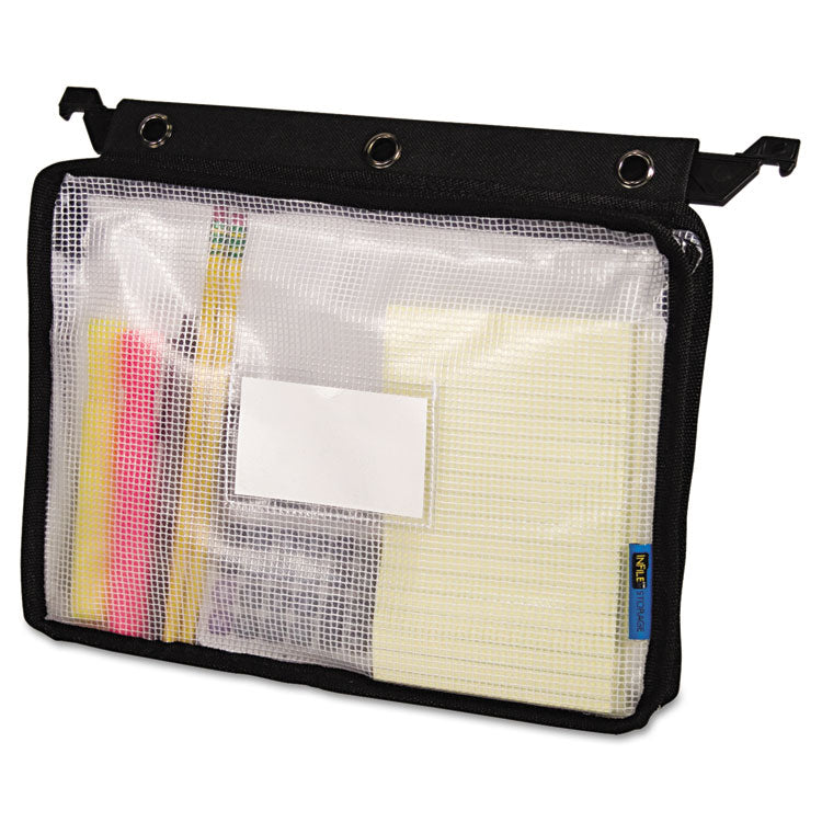 Expanding Zipper Pouch, 3-Hole Punched, 13" x 9.25", Clear/Black