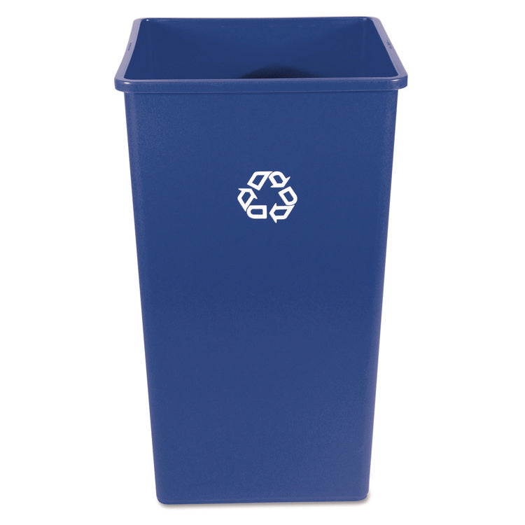Square Recycling Container, 50 gal, Plastic, Blue
