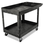 Heavy-Duty Utility Cart with Lipped Shelves, Plastic, 2 Shelves, 500 lb Capacity, 25.78" x 45.25" x 33.25", Black