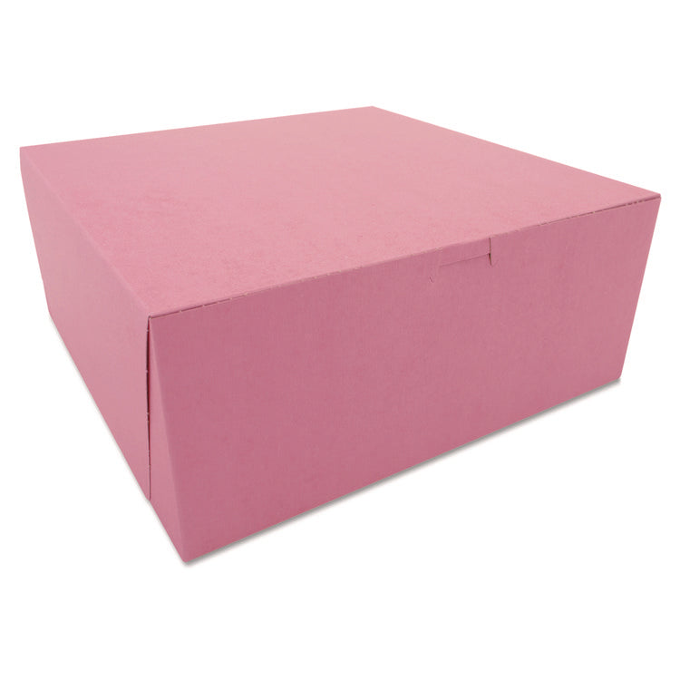 Pink One-Piece Non-Window Bakery Box, 12 x 12 x 5, Pink, Paper, 100/Carton
