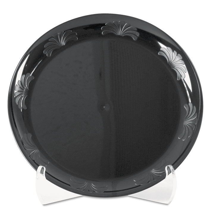 Designerware Plastic Dinnerware, Plates, 10.25" dia, Black, 10/Pack, 18 Packs/Carton