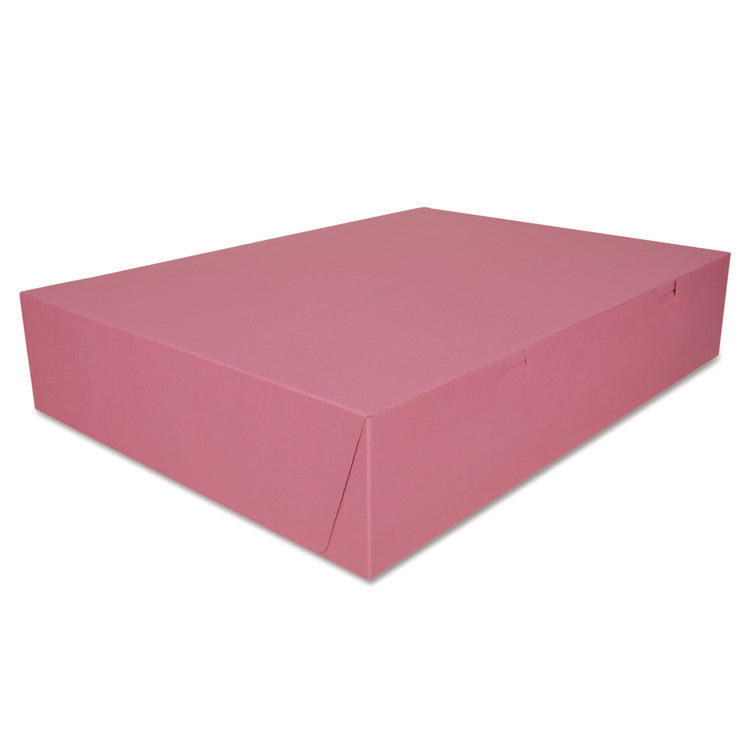Pink One-Piece Non-Window Bakery Box, 20 x 14.5 x 4, Pink, Paper, 50/Carton
