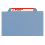 Top Tab Classification Folders, Four SafeSHIELD Fasteners, 2" Expansion, 1 Divider, Letter Size, Blue Exterior, 10/Box