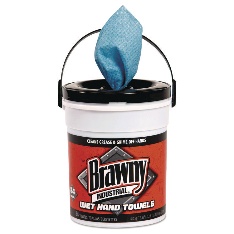 Wet Hand Towels, 1-Ply, 8.6 x 12.2, Fresh Scent, Blue, 84/Pail, 6/Carton