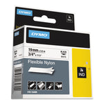 Rhino Flexible Nylon Industrial Label Tape, 0.75" X 11.5 Ft, White/black Print