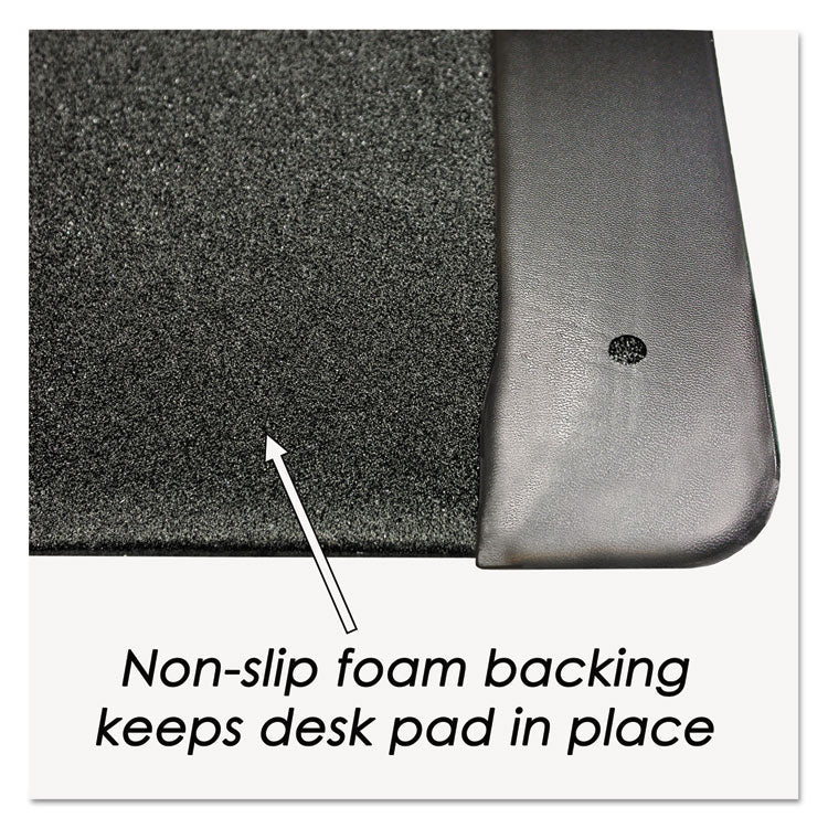 Executive Desk Pad With Antimicrobial Protection, Leather-Like Side Panels, 24 X 19, Black
