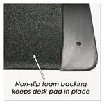 Executive Desk Pad With Antimicrobial Protection, Leather-Like Side Panels, 36 X 20, Black