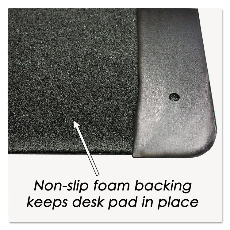 Executive Desk Pad With Antimicrobial Protection, Leather-Like Side Panels, 36 X 20, Black