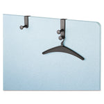 Two-Post Over-The-Panel Hook with Two Garment Hangers, 1.5" to 3" Panels, Over-the-Door/Over-the-Panel Mount, Black