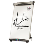 Euro Magnetic Presentation Easel, 27" x 39", White Surface, Satin Aluminum Frame