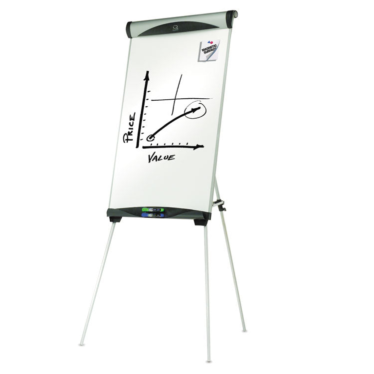 Euro Magnetic Presentation Easel, 27" x 39", White Surface, Satin Aluminum Frame