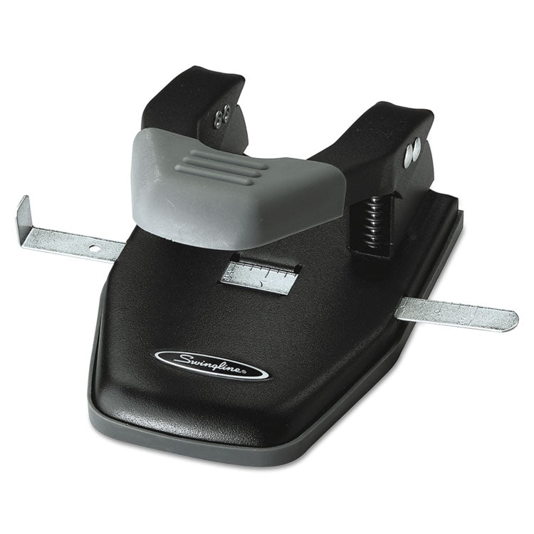 28-Sheet Comfort Handle Steel Two-Hole Punch, 1/4" Holes, Black/gray