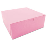 Pink One-Piece Non-Window Bakery Box, 10 x 10 x 4, Pink, Paper, 100/Carton