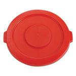 BRUTE Self-Draining Flat Top Lids for 32 gal Round BRUTE Containers, 22.25" Diameter, Red