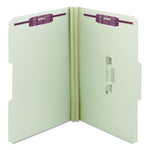 Recycled Pressboard Fastener Folders, 1/3-Cut Tabs, Two SafeSHIELD Fasteners, 2" Expansion, Legal Size, Gray-Green, 25/Box