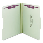 Recycled Pressboard Fastener Folders, 1/3-Cut Tabs, Two SafeSHIELD Fasteners, 1" Expansion, Letter Size, Gray-Green, 25/Box