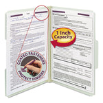 Recycled Pressboard Fastener Folders, 1/3-Cut Tabs, Two SafeSHIELD Fasteners, 1" Expansion, Legal Size, Gray-Green, 25/Box