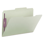 Recycled Pressboard Folders, Two SafeSHIELD Coated Fasteners, 2/5-Cut: R of C, 2" Expansion, Legal Size, Gray-Green, 25/Box