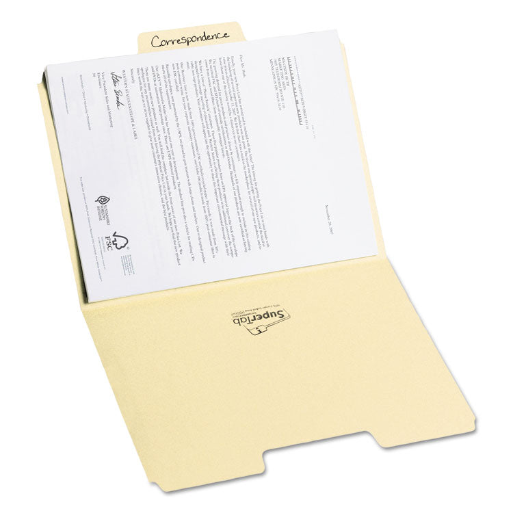 SuperTab Top Tab File Folders, 1/3-Cut Tabs: Assorted, Letter Size, 0.75" Expansion, 11-pt Manila, 100/Box