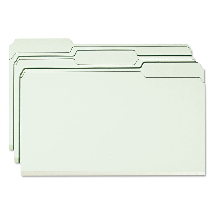 Expanding Recycled Heavy Pressboard Folders, 1/3-Cut Tabs: Assorted, Legal Size, 2" Expansion, Gray-Green, 25/Box