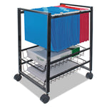 Mobile File Cart with Sliding Baskets, Metal, 2 Drawers, 1 Bin, 12.88" x 15" x 21.13", Black