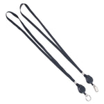 Lanyards with Retractable ID Reels, Metal Split Ring Fastener, 34" Long, Black, 12/Pack