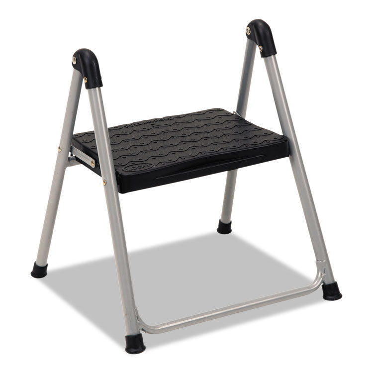 Folding Step Stool, 1-Step, 200 Lb Capacity, 9.9" Working Height, Platinum/black
