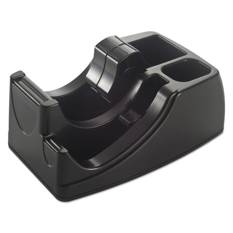 Recycled 2-In-1 Heavy Duty Tape Dispenser, 1" And 3" Cores, Plastic, Black