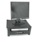 Two-Level Monitor Stand, 17" X 13.25" X 3.5" To 7", Black, Supports 50 Lbs
