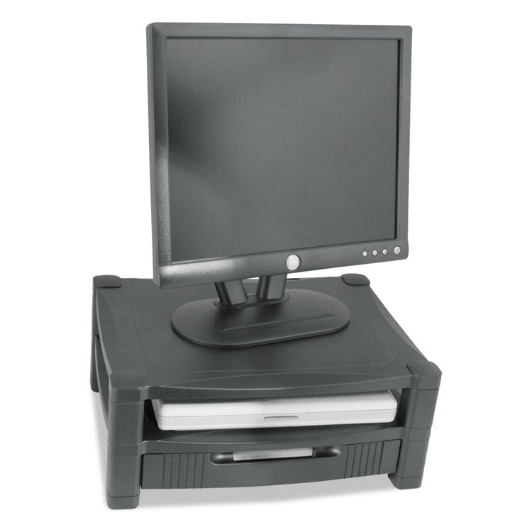 Two-Level Monitor Stand, 17" X 13.25" X 3.5" To 7", Black, Supports 50 Lbs