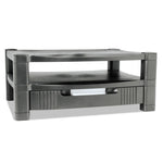Two-Level Monitor Stand, 17" X 13.25" X 3.5" To 7", Black, Supports 50 Lbs
