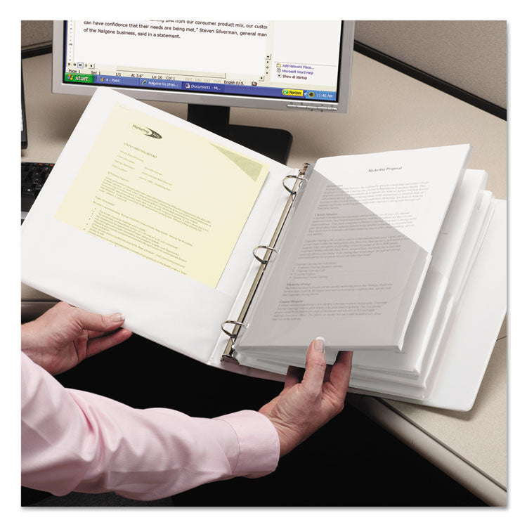 Organized Up Poly Slash Jackets, 2-Sections, Letter Size, Clear, 5/pack