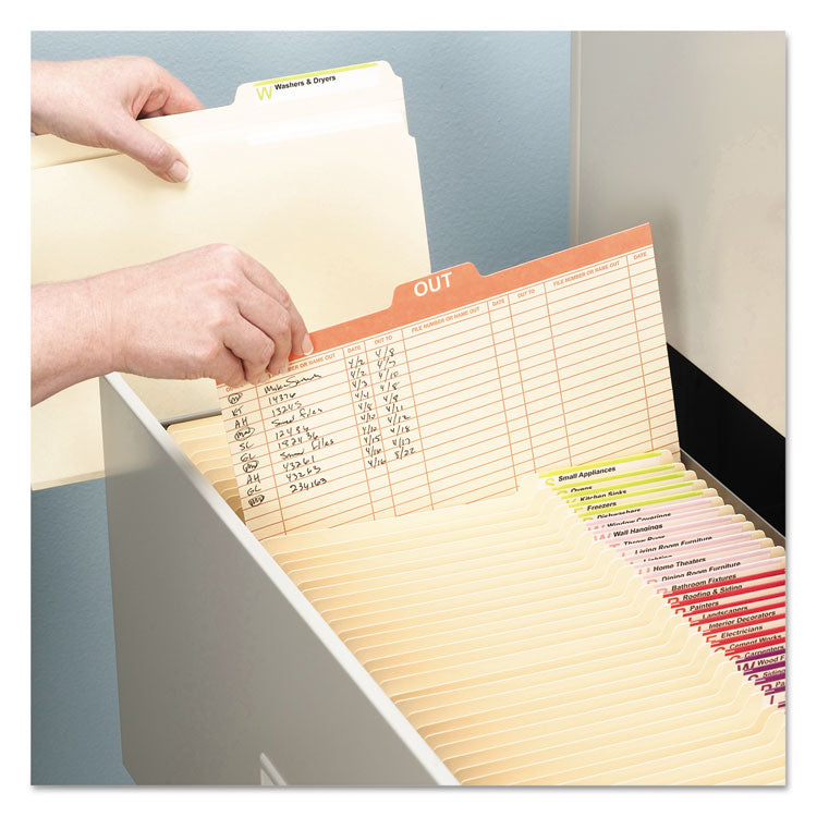 Manila Out Guides, Printed Form Style, 1/5-Cut Top Tab, Out, 8.5 X 11, Manila, 100/box