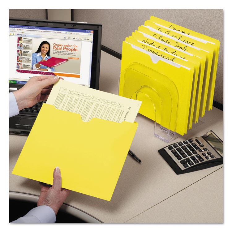 Colored File Jackets With Reinforced Double-Ply Tab, Straight Tab, Letter Size, Yellow, 100/box