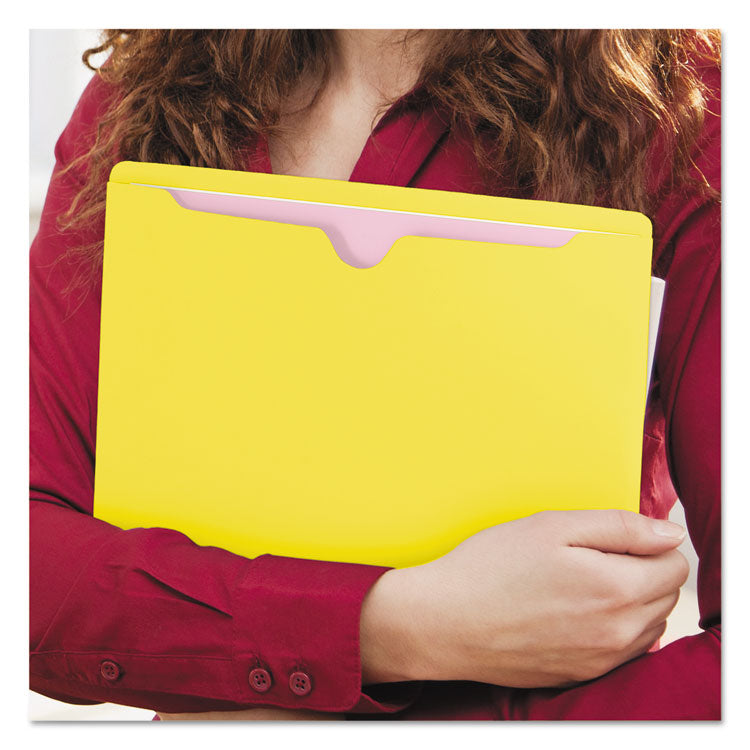 Colored File Jackets With Reinforced Double-Ply Tab, Straight Tab, Letter Size, Yellow, 100/box