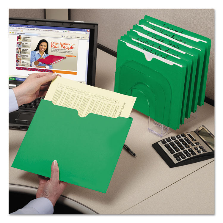 Colored File Jackets With Reinforced Double-Ply Tab, Straight Tab, Letter Size, Green, 100/box